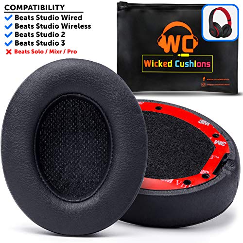 Product Cover Premium Beats Studio Replacement Ear Pads by Wicked Cushions - Fits Studio 3 Wireless & Studio 2 Wired/Wireless - Memory Foam Adapts to Your Ears | Flawless Installation with Upgraded Adhesive