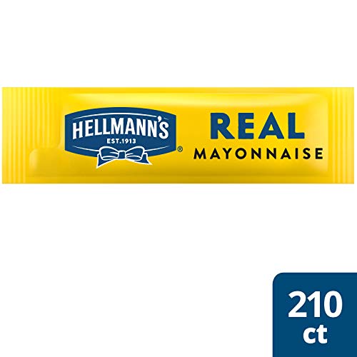 Product Cover Hellmann's Real Mayonnaise Stick Packets Easy Open, Made with 100% Cage Free Eggs, Gluten Free, 0.38 oz, Pack of 210