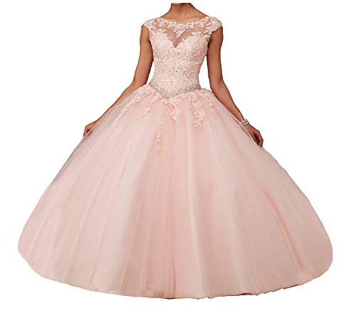 Product Cover Jianda New Women's Girl's Boat Neck Floor Length Ball Gowns Quinceanera Dress 0 Light Pink