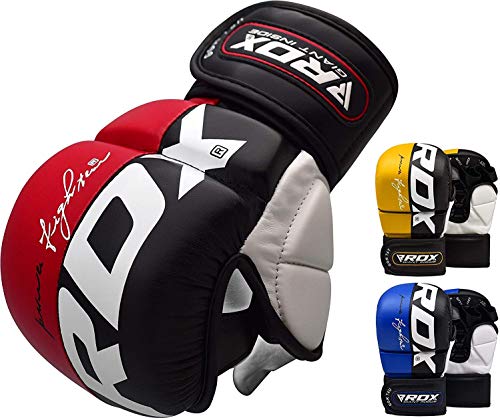 Product Cover RDX MMA Gloves for Martial Arts Training & Sparring | Palm-O Maya Hide Leather Grappling Mitts |Good for Kickboxing, Muay Thai, Cage Fighting, Punching Bag