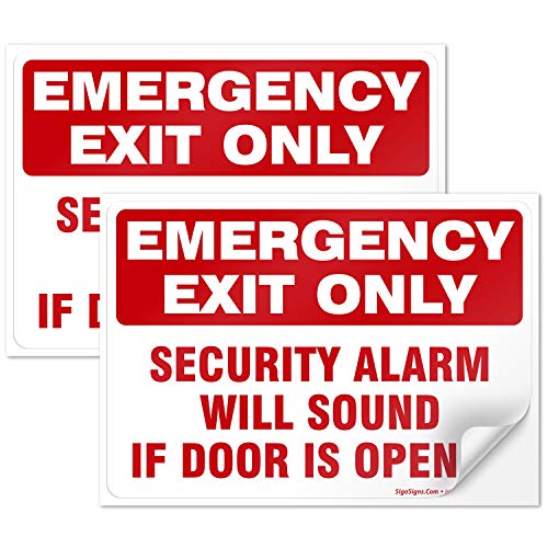 Product Cover (2 Pack) Emergency Exit Only Sign, Self Adhesive 7 X 10