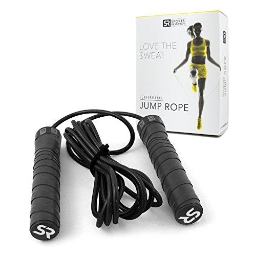 Product Cover Sports Research Performance Jump Rope Adjustable-Length Rope for Fitness and Speed Training - Includes Bonus Sweet Sweat Gel Sample!