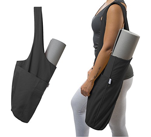 Product Cover Yogiii Yoga Mat Bag | The Original YogiiiTote | Yoga Mat Tote Sling Carrier w/Large Side Pocket & Zipper Pocket | Fits Most Size Mats (Obsidian Black)