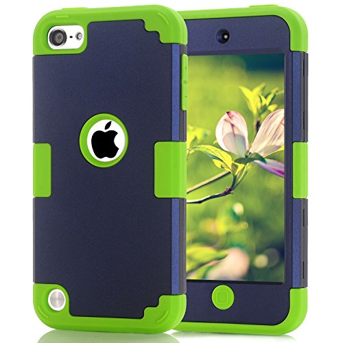 Product Cover iPod Touch 7th Generation Case iPod Touch 2019 Dual Layered 3 in 1 Hard PC Case Silicone Shockproof Heavy Duty High Impact Armor Hard Case Cover for Apple iPod Touch 7th 6th 5th Generation (dark blue)