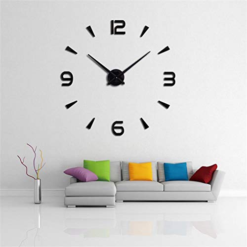 Product Cover FASHION in THE CITY 3D DIY Wall Clock Creative Design Mirror Surface Wall Decorative Sticker Watches (Black)