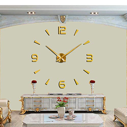Product Cover FASHION in THE CITY 3D DIY Frameless Wall Clock Creative Design Mirror Surface Wall Decorative Sticker Watches (Gold)
