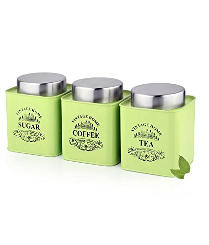 Product Cover Dynore Green Square Half Deck Tea, Coffee & Sugar Canister