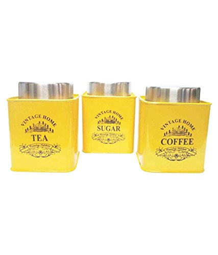 Product Cover Dynore Yellow Square Half Deck Tea, Coffee & Sugar Canister