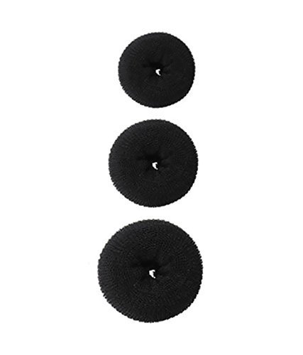 Product Cover Homeoculture Hair Donuts 3 Different Sizes, Black (Pack of 3)