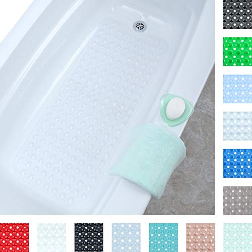 Product Cover SlipX Solutions Extra Long Bath Mat Adds Non-Slip Traction to Tubs & Showers - 30% Longer Than Standard Mats! (200 Suction Cups, 39