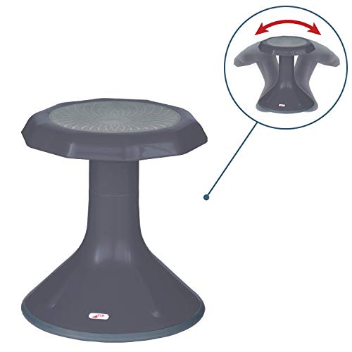 Product Cover ECR4Kids ACE Active Core Engagement Wobble Stool for Kids, Flexible Classroom & Home Seating, Kids' Chair, Flexible Seating, Wiggle Chairs, 360 Degree Movement, 15-inch Seat Height, Grey