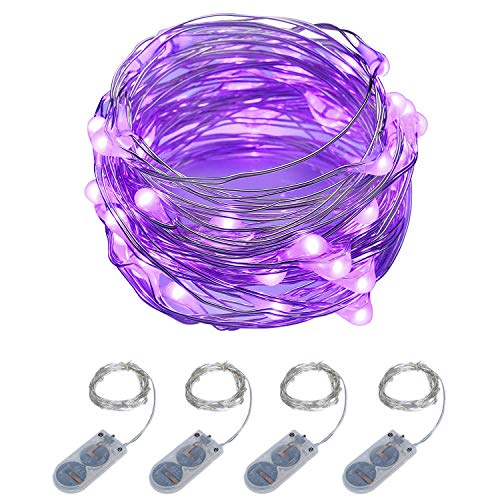 Product Cover ITART Purple LED String Lights Battery Powered Mini Fairy Lights 20 LED 6Ft Thin Wire Rope Lights for DIY Craft Halloween Wedding Party Centerpiece Decoration