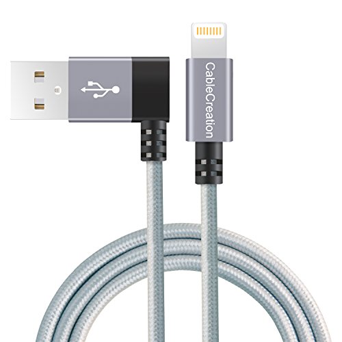 Product Cover CableCreation Left Angle Lightning to USB Cable, 4 Feet MFi Certified Data Sync Charge Cable Compatible with iPhone X, 8, 8 Plus, 7, 7 Plus, 6S, 6S Plus, iPad, Space Gray, 1.2 M