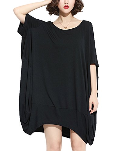 Product Cover ELLAZHU Women Mid-Long Personality Hem Solid Oversize T-Shirt GA200