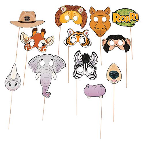 Product Cover Zoo Animal Photo Booth Stick Prop for Birthday (12 pieces)