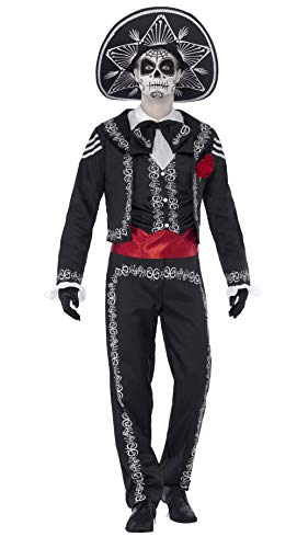Product Cover Smiffys Men's Day of The Dead Se±or Bones Costume, Black, XL - US Size 46