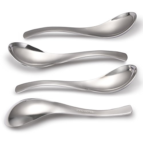Product Cover Hiware Thick Heavy-weight Soup Spoons, Stainless Steel Soup Spoons, Table Spoons, Set of 4
