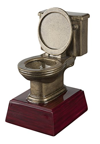 Product Cover Gold Toilet Bowl Loser Trophy - Potty Training Award - Last Place Prize - 6 Inch Tall - Engraved Plate on Request - Decade Awards
