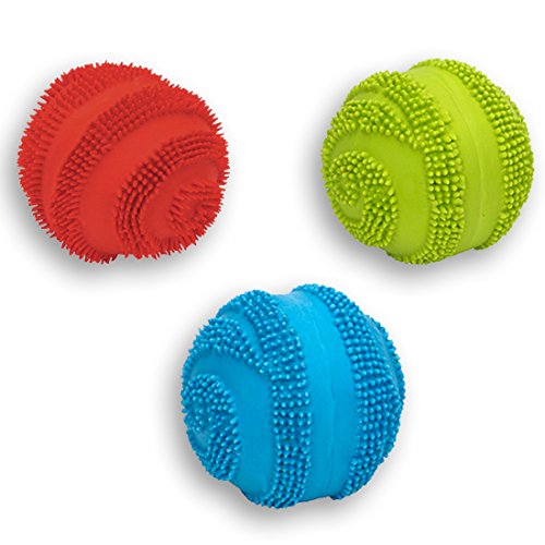 Product Cover Latex Spiny Ball with Squeaker Dog Toy Size:Pack of 3 Color:Assorted