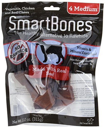 Product Cover SmartBones Medium Chews With Real Beef 4 Count, Rawhide-Free, Chews For Dogs