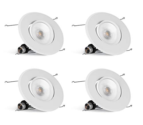 Product Cover Hyperikon 6 Inch LED Recessed Gimbal Lighting, 75 Watt Replacement (16.5W) 5 Inch, Dimmable Downlight, 3000K, Energy Star, 4 Pack