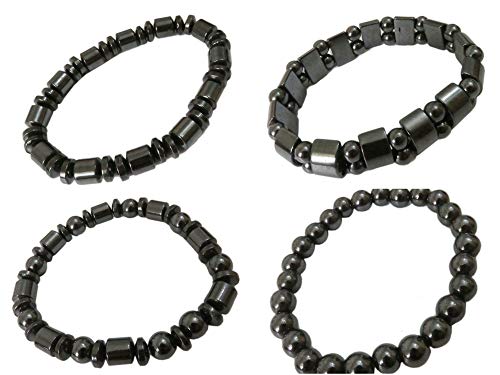 Product Cover Set of 4 Hematite Powerful Magnetic Bracelet for Arthritis Pain Releif or for Sports Related Therapy