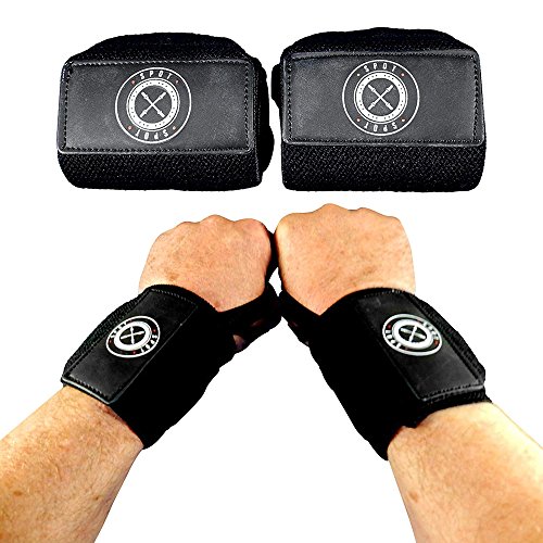 Product Cover Wrist Wraps (Professional Quality) Spot Lion Fitness: Powerlifting, Bodybuilding, Weight Lifting Wrist Supports for Weight Training - Solid Black