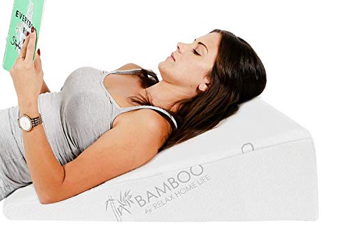 Product Cover Relax Home Life 7.5 Inch Bed Wedge Pillow for Acid Reflux, 1.5 Inch Memory Foam Top with Bamboo Cover, 25
