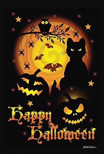 Product Cover Toland Home Garden Scary Halloween 28 x 40 Inch Decorative Spooky Cat Pumpkin House Flag - 1010561