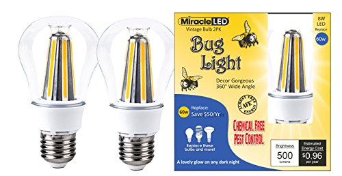 Product Cover MiracleLED 606499 Degree Decor Gorgeous LED Un-Edison Vintage 360° Wide Angle Bug Lite Outdoor Porch, Patio, Deck & Entry Way Light Bulb, 2-Pack, 2 Piece
