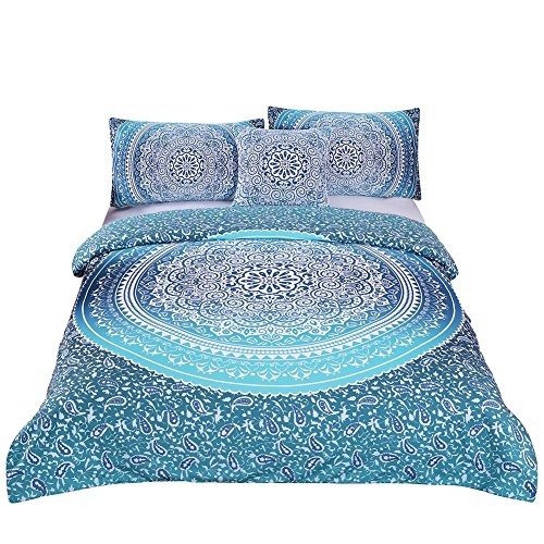 Product Cover Sleepwish 4 Pcs Bohemian Bedding Set King Size Duvet Cover Sets Boho Crystal Arrays Bedding Quilt Bedspread Mandala Hippie Bedspread Chic Bed Set Turquoise