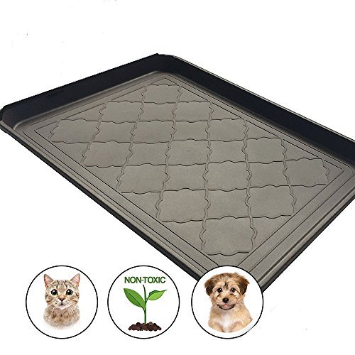 Product Cover Easyology Premium Pet Food Tray - Dog Food Mat and Cat Food Mat with Non Skid Design - Best Pet Bowl Mat for Containing Spills, 17.5'' x 14''