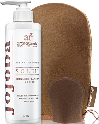 Product Cover ArtNaturals Sunless Self-Tanner Lotion Set - (8 Fl Oz / 236ml Lotion and Mitt) - Buildable Bronze and Golden Tan - Instant Tint for All Skin Types, Light, Fair, Medium and Sensitive