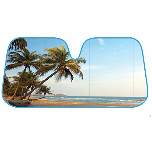 Product Cover BDK AS- 601_AM Palm Tree Tropical Island Sunset Auto Windshield Sun Shade (for Car SUV Truck-Bubble Foil Folding Accordion) - AS-601__AM