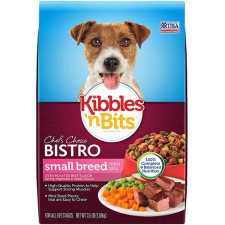 Product Cover Kibbles 'n Bits Chef's Choice Bistro Small Breed Mini Bits Oven Roasted Beef Flavor With Spring Vegetables & Apple Flavors Dry Dog Food, 3.5-Pound Bag