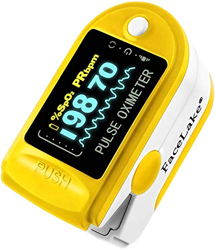 Product Cover Facelake FL-350 Pulse Oximeter with Carrying Case & Batteries & Lanyard, Yellow