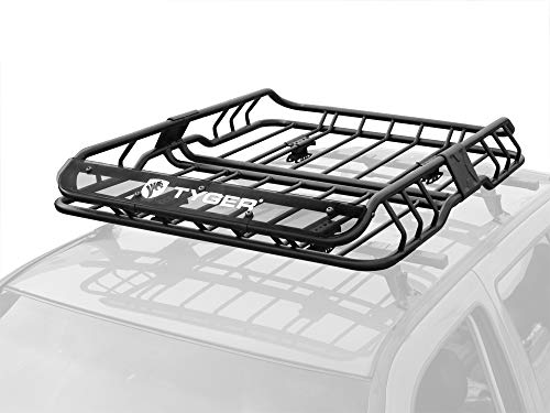 Product Cover Tyger Heavy Duty Roof Mounted Cargo Basket Rack | L47 x W37 x H6 | Roof Top Luggage Carrier | with Wind Fairing
