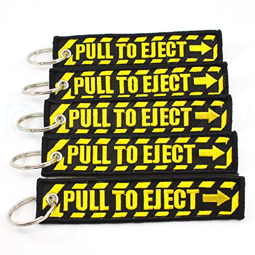 Product Cover Pull to Eject Key Chain - Black/Yellow - 5 PCS by Rotary13B1