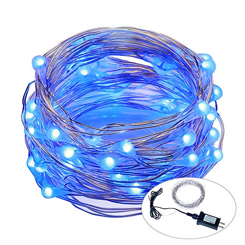 Product Cover ITART Blue Led Lights Plug in Outdoor Fairy String Lights UL Waterproof 33Ft 100 LED Thin Wire with Power Adapter for Patio Camping Christmas Wedding Party Garden Bedroom Decoration