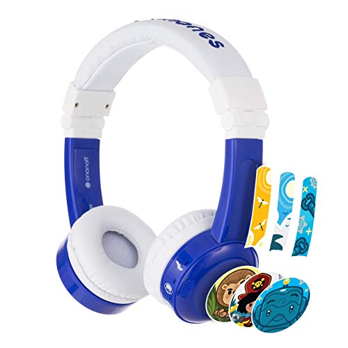 Product Cover ONANOFF BuddyPhones Inflight, Volume-Limiting Kids Headphones, 3 Volume Settings of 75, 85 and 94 dB, Includes Travel Mode, Perfect for Airplanes, Trains and Cars, Built-in Audio Sharing Cable, Blue