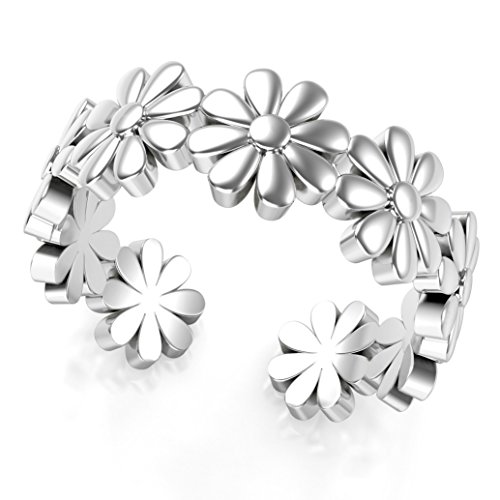 Product Cover Metal Factory Sterling Silver Daisy Flower Adjustable Toe Band Ring