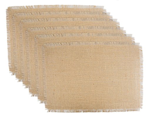 Product Cover DII 100% Jute, Rustic, Vintage Placemat, for Parties, BBQ's, Everyday, Holidays Use, Set of 6, Solid Natural