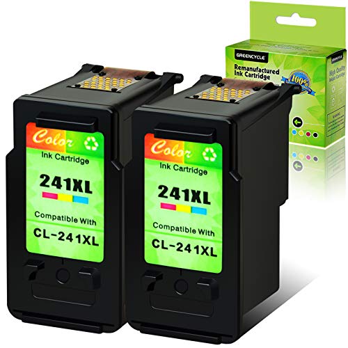 Product Cover GREENCYCLE Remanufactured CL-241XL 241 XL Color Ink Cartridge Replacement Compatible for Canon PIXMA MG3620 MG3520 MG4220 MG3220 MG2220 MX392 MX432 MX452 MX472 MX512 MG3522 MX532 (2 Pack)