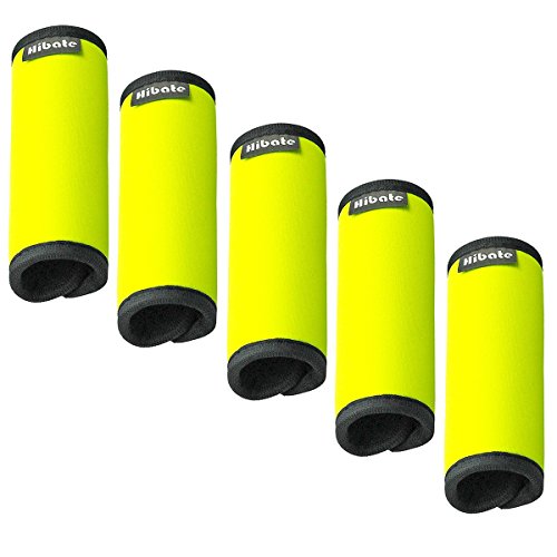 Product Cover Hibate Comfort Neoprene Luggage Handle Wrap Grip - Fluorescent Yellow, Pack of 5