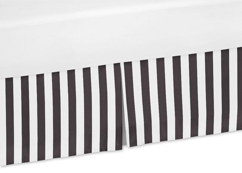 Product Cover Sweet Jojo Designs Black and White Stripes Crib Bed Skirt Dust Ruffle for Paris Collection Bedding Sets