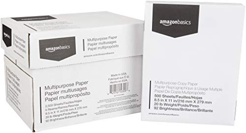 Product Cover AmazonBasics Multipurpose Copy Printer Paper - White, 8.5 x 11 Inches, 5 Ream Case (2,500 Sheets)
