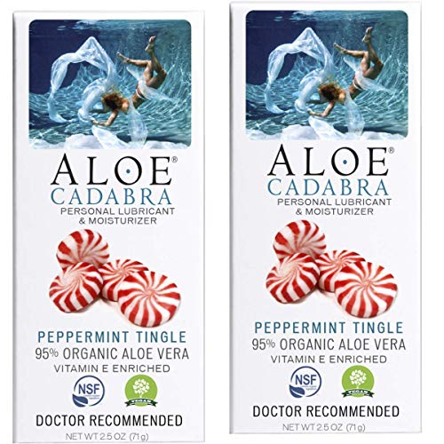 Product Cover Aloe Cadabra Flavored Personal Lubricant, Best Natural Lube Oral Gel for Her, Him & Couples, Peppermint, 2.5 oz (Pack of 2)