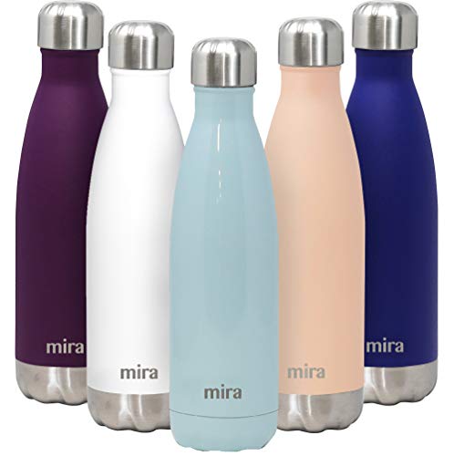 Product Cover MIRA 17 Oz Stainless Steel Vacuum Insulated Water Bottle | Double Walled Cola Shape Thermos | 24 Hours Cold, 12 Hours Hot | Reusable Metal Water Bottle | Leak-Proof Sports Flask | Pearl Blue