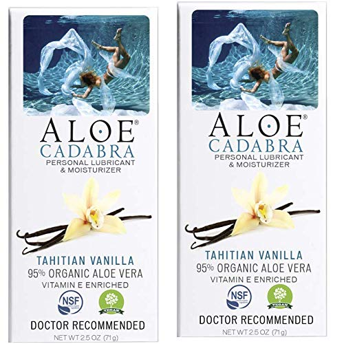 Product Cover Aloe Cadabra Flavored Personal Lubricant & Moisturizer for Her, Him & Couples, Best Natural Lube Oral Gel Vanilla, 2.5 oz (Pack of 2)
