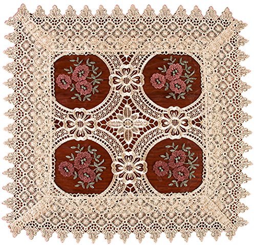 Product Cover Simhomsen Vintage Look Burgundy Lace Table Placemats Doilies, Square 18 inch, Set of 4